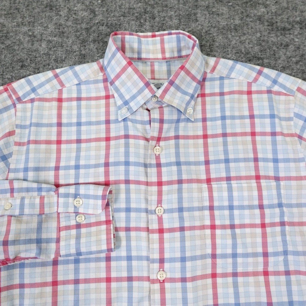 Peter Millar Walker Cotton Stretch Sport Shirt Mens Small‎ Blue Plaid Golf